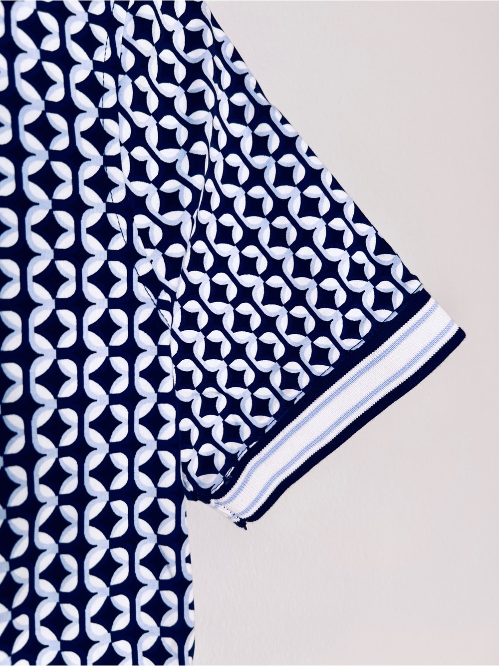 Murano Navy and White Geometric Polo - Men's Short Sleeve - Picture 4 of 7